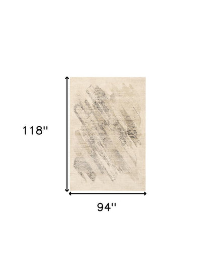 8' X 10' Gray And Ivory Abstract Area Rug