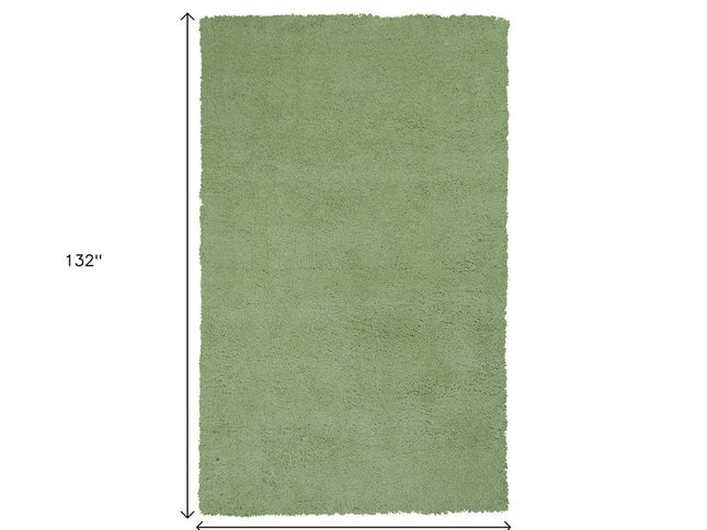 6' Green Shag Hand Woven Round Rug