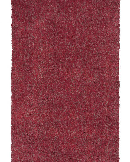 9' X 13' Red Shag Hand Woven Area Rug
