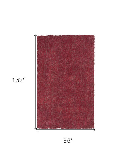 9' X 13' Red Shag Hand Woven Area Rug