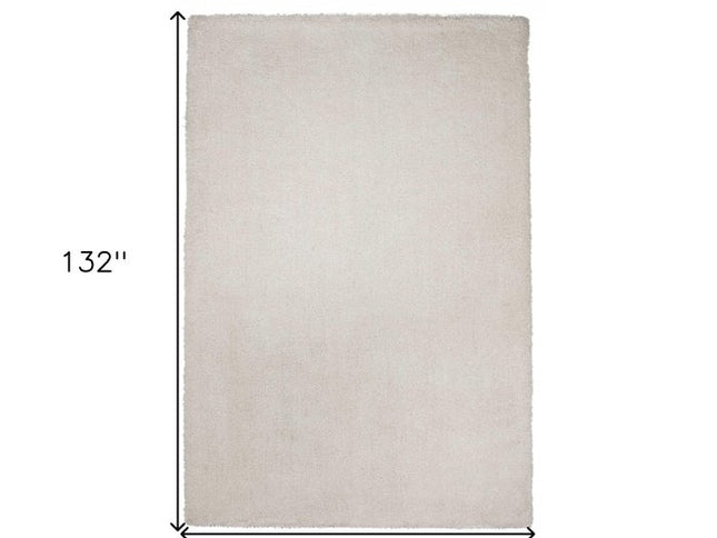 8' X 11' Ivory Shag Hand Woven Area Rug