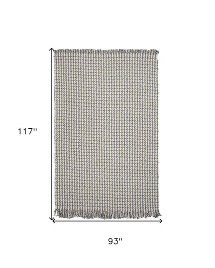 7' X 9' Gray and Ivory Wool Hand Woven Area Rug