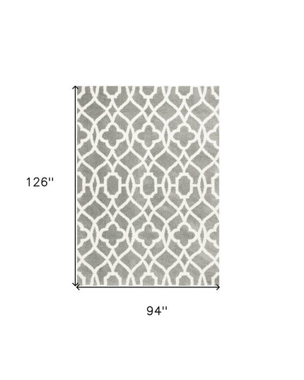 8' X 11' Gray And Ivory Ogee Area Rug