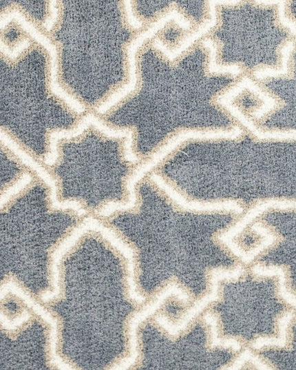 7' X 10' Slate Blue And Ivory Geometric Area Rug