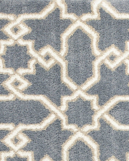 7' X 10' Slate Blue And Ivory Geometric Area Rug