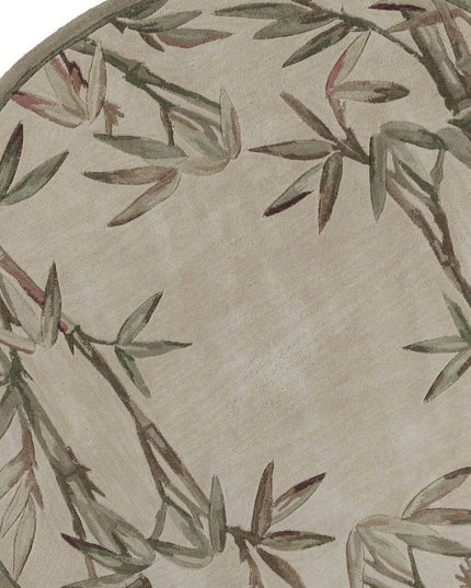 8' X 10' Ivory Green And Brown Wool Botanical Leaves Hand Tufted Area Rug