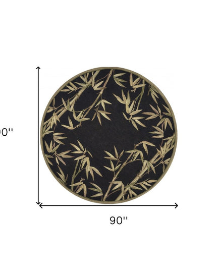 4' X 6' Black Green And Brown Wool Tropical Botanical Hand Tufted Area Rug