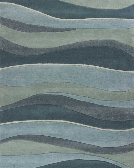 8' X 10' Blue Gray And Ivory Wool Hand Tufted Area Rug