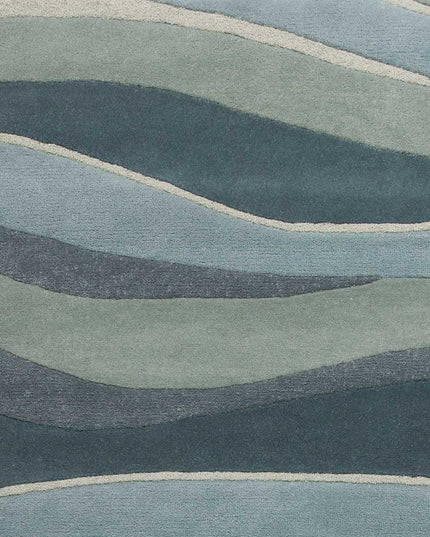 8' X 10' Blue Gray And Ivory Wool Hand Tufted Area Rug