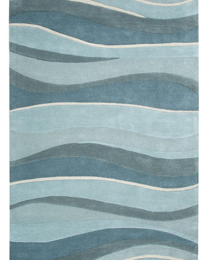 8' X 10' Blue Gray And Ivory Wool Hand Tufted Area Rug