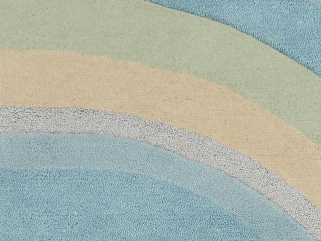 8' X 10' Blue Beige And Green Wool Abstract Hand Tufted Area Rug