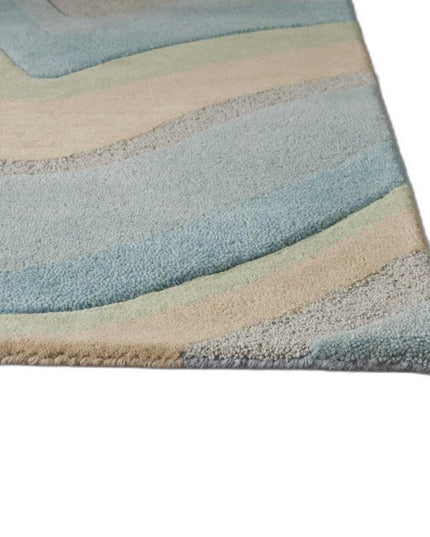 8' X 10' Blue Beige And Green Wool Abstract Hand Tufted Area Rug