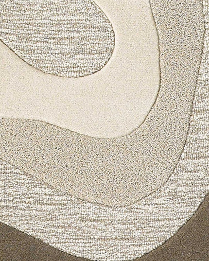 8' X 10' Beige Ivory And Black Wool Abstract Hand Tufted Area Rug