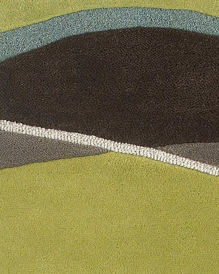 3' X 5' Lime Green Brown And Blue Wool Abstract Hand Tufted Area Rug