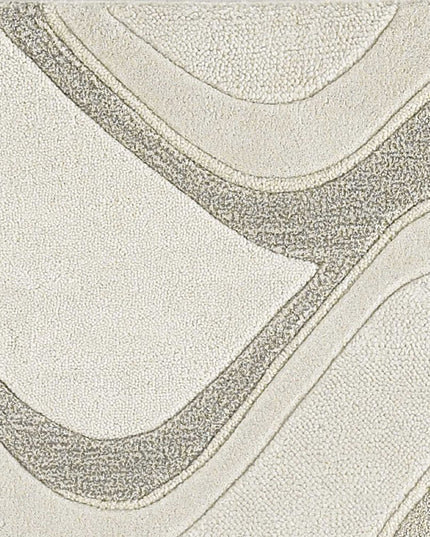 3' X 5' Ivory And Gray Wool Abstract Hand Tufted Area Rug