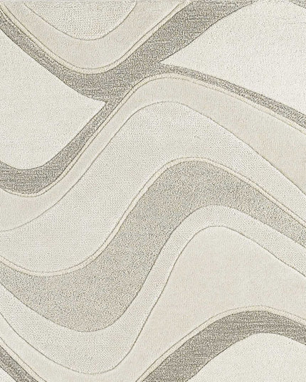 3' X 5' Ivory And Gray Wool Abstract Hand Tufted Area Rug