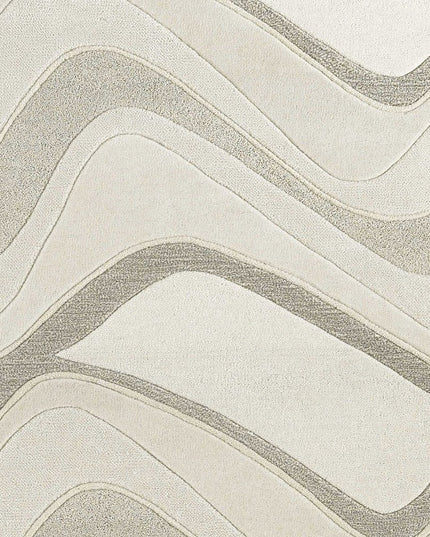 3' X 5' Ivory And Gray Wool Abstract Hand Tufted Area Rug
