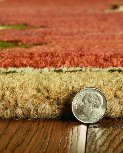 8' X 11' Sienna Gold And Green Wool Floral Vines Hand Tufted Area Rug