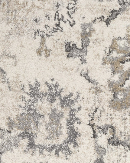 5' X 8' Ivory And Gray Floral Medallion Area Rug