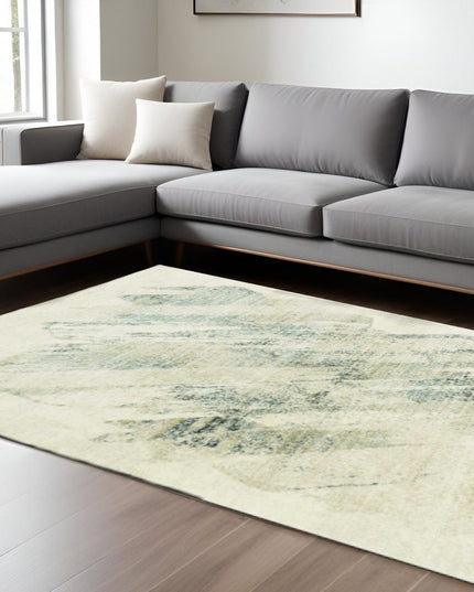 9' X 13' Ivory And Gray Abstract Area Rug