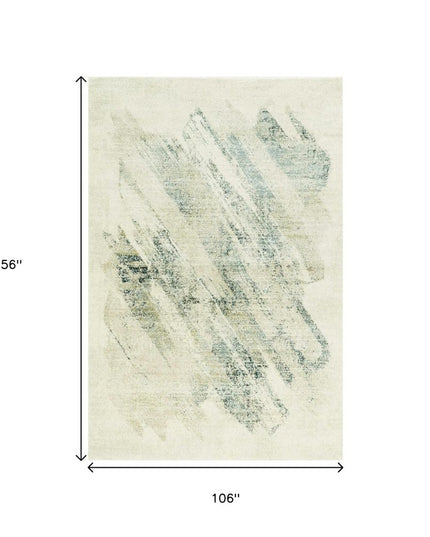 9' X 13' Ivory And Gray Abstract Area Rug