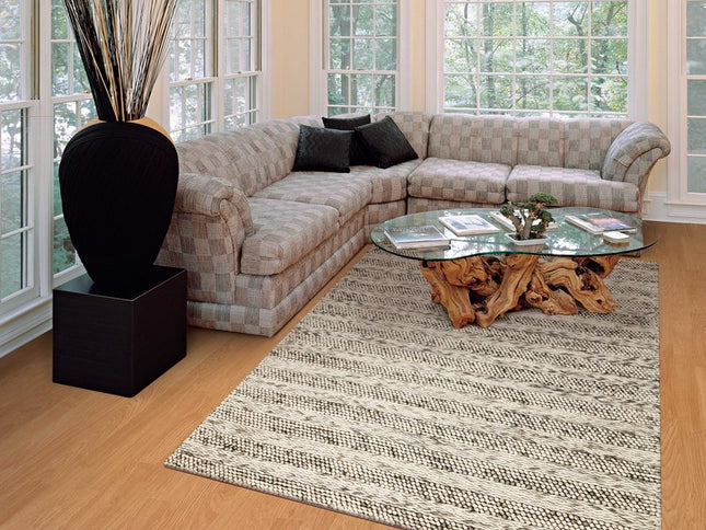 3' X 5' Gray And Ivory Wool Striped Handmade Area Rug