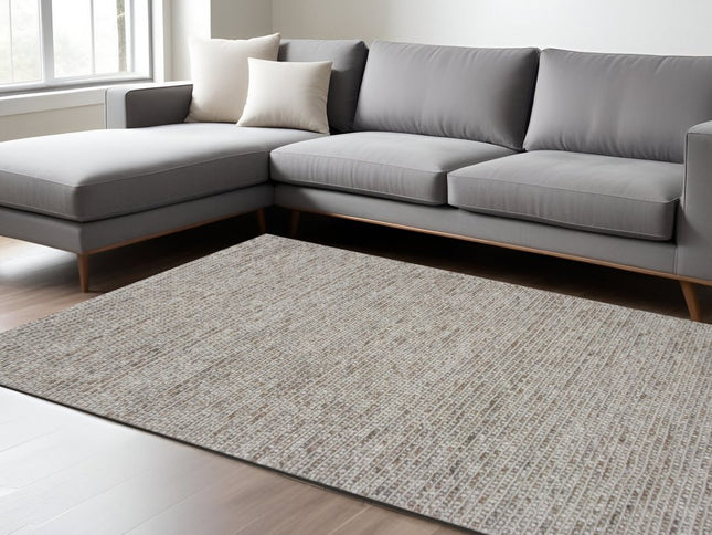 7' X 9' Natural Wool Hand Woven Area Rug