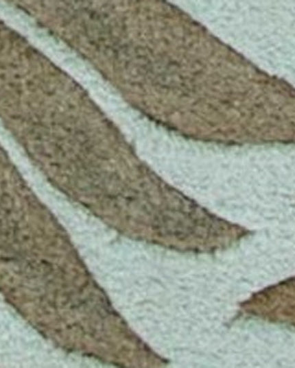 8' X 10' Aqua And Brown Wool Botanical Leaves Hand Tufted Area Rug