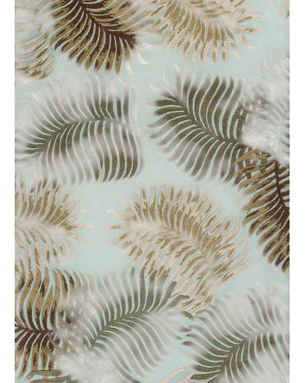 8' X 10' Aqua And Brown Wool Botanical Leaves Hand Tufted Area Rug