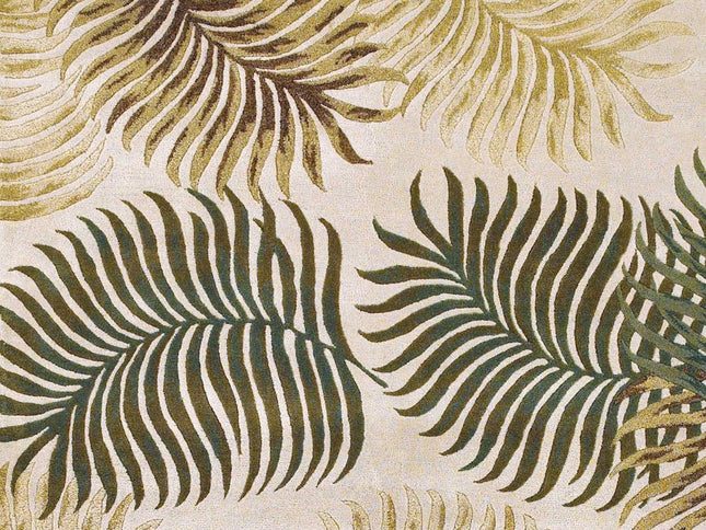 5' X 8' Natural Green And Brown Wool Botanical Leaves Hand Tufted Area Rug