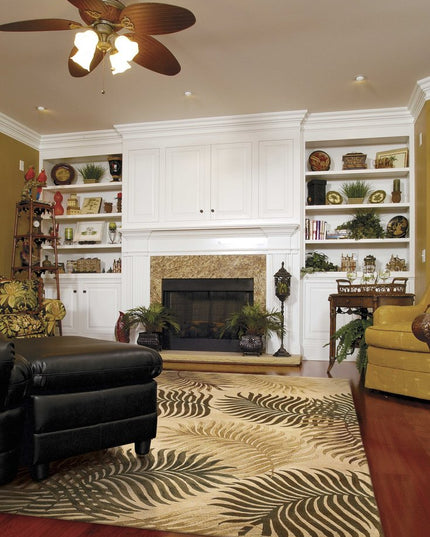 5' X 8' Natural Green And Brown Wool Botanical Leaves Hand Tufted Area Rug