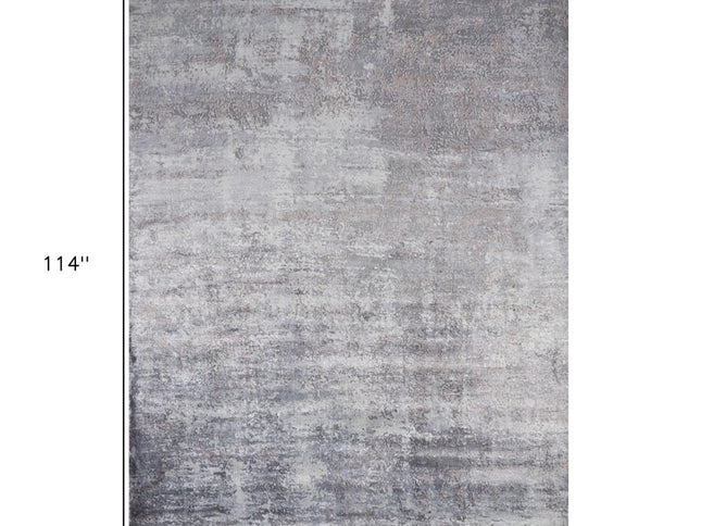 9' X 13' Slate Gray And Dark Gray Abstract Hand Loomed Area Rug