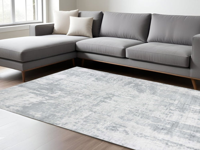 9' X 13' Dark Gray And Light Gray Abstract Hand Loomed Area Rug