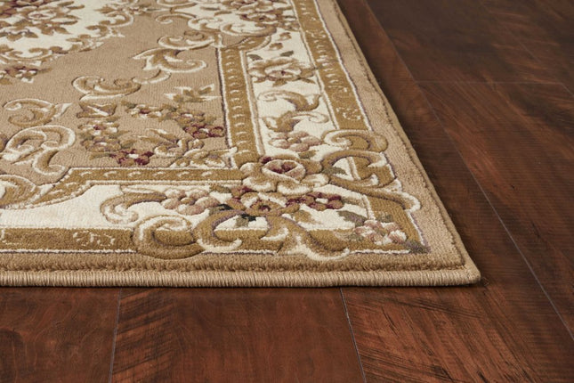 10' X 13' Beige Ivory And Brown Floral Medallion Area Rug