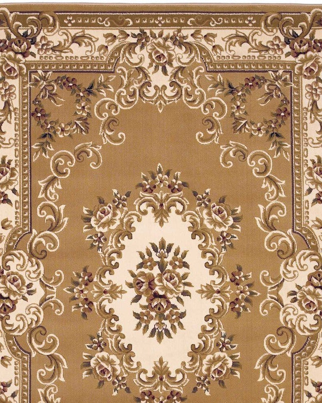 10' X 13' Beige Ivory And Brown Floral Medallion Area Rug