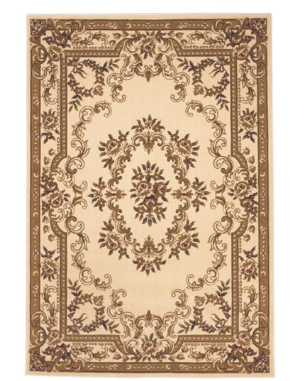 9' X 13' Beige And Brown Floral Medallion Area Rug