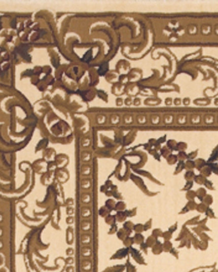 9' X 13' Beige And Brown Floral Medallion Area Rug