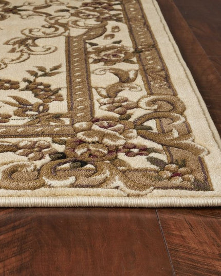 9' X 13' Beige And Brown Floral Medallion Area Rug