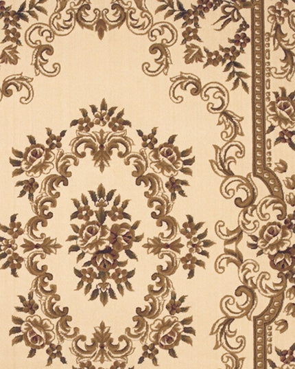9' X 13' Beige And Brown Floral Medallion Area Rug