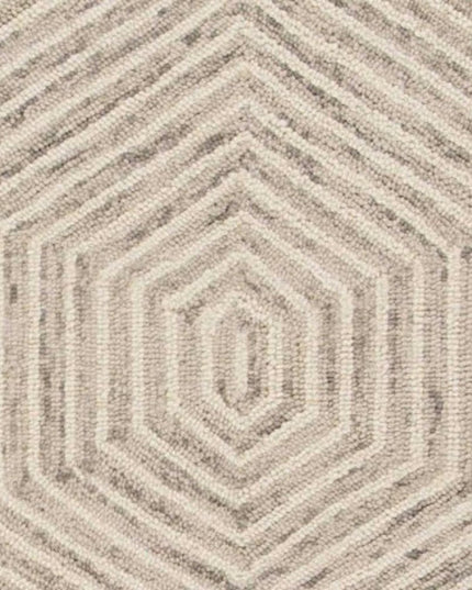 5' X 7' Sand And Beige Wool Geometric Hand Tufted Area Rug
