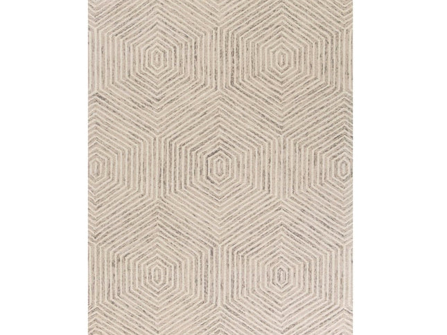 5' X 7' Sand And Beige Wool Geometric Hand Tufted Area Rug