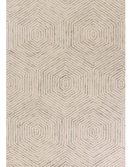 5' X 7' Sand And Beige Wool Geometric Hand Tufted Area Rug