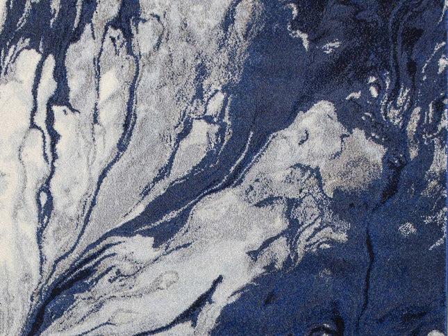 7' X 10' Blue Gray And Ivory Abstract Area Rug