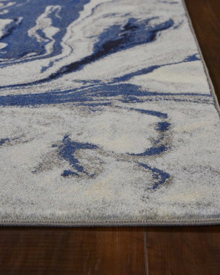 7' X 10' Blue Gray And Ivory Abstract Area Rug