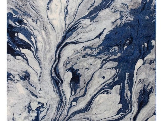 7' X 10' Blue Gray And Ivory Abstract Area Rug