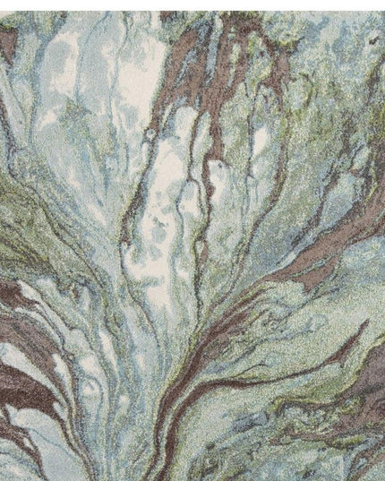 5' X 8' Green And Brown Abstract Area Rug