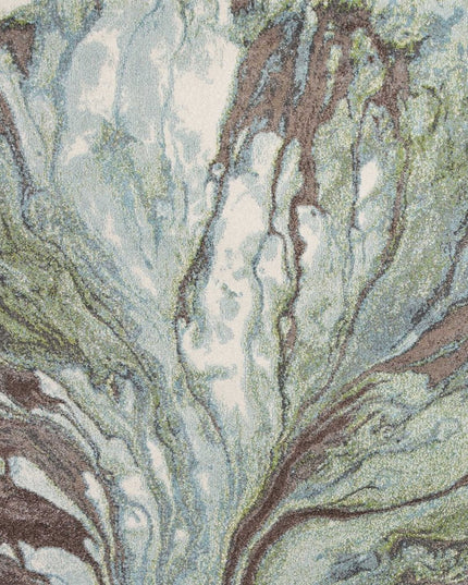 5' X 8' Green And Brown Abstract Area Rug