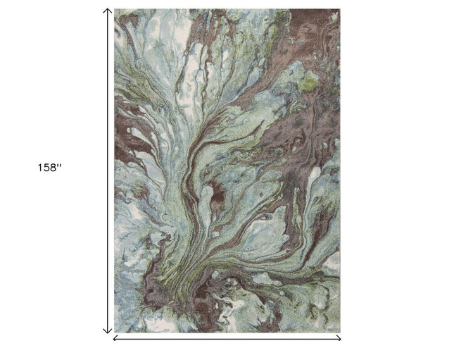 5' X 8' Green And Brown Abstract Area Rug