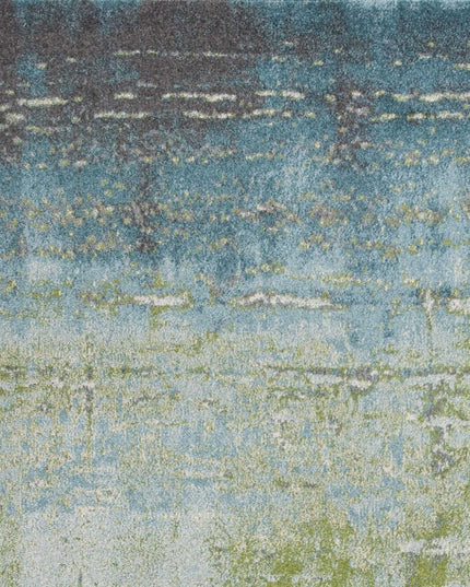 5' X 8' Blue And Green Abstract Area Rug