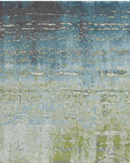 5' X 8' Blue And Green Abstract Area Rug